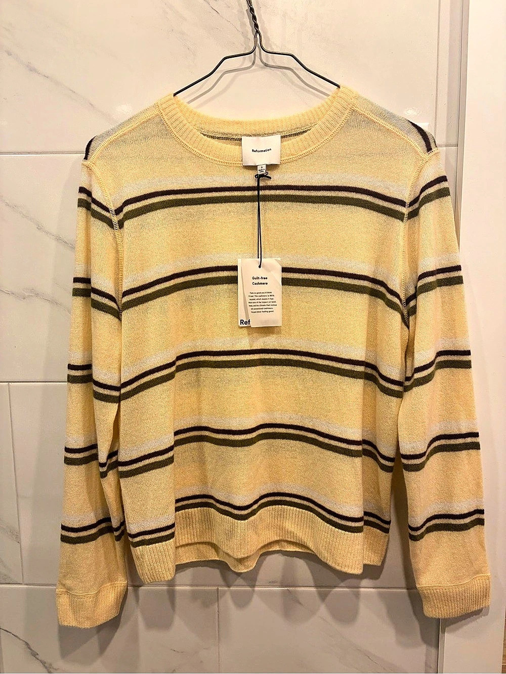 Reformation Cashmere Boyfriend Sweater Striped